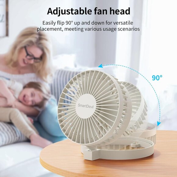 USB Mini Desk Fan Ultra Quiet,‎ 2-Speed, 90° Rotate Foldable Personal Table Fan - Picture 3 of 7